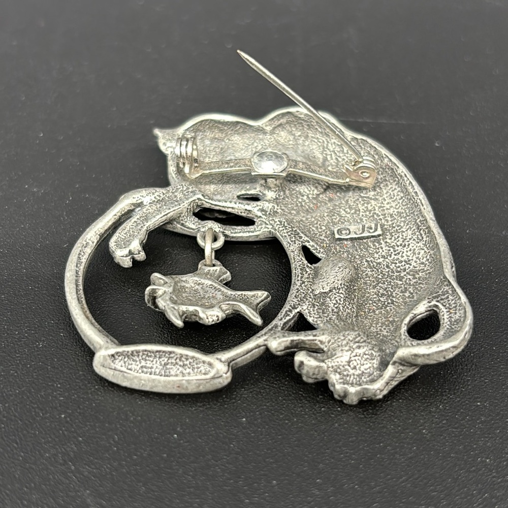 Vintage JJ Cat And Fish Brooch - Picture 4 of 7